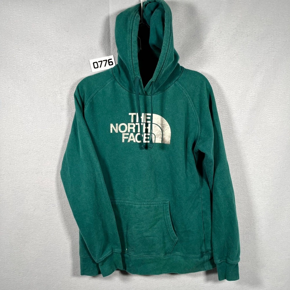 The North Face Hoodie Womens Green Half Dome Logo Cotton Raglan‎ Sleeve Pullover